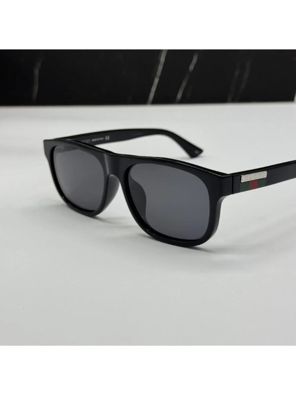 New Gucci GG0770SA 001 Black Gray Square Men Sunglasses